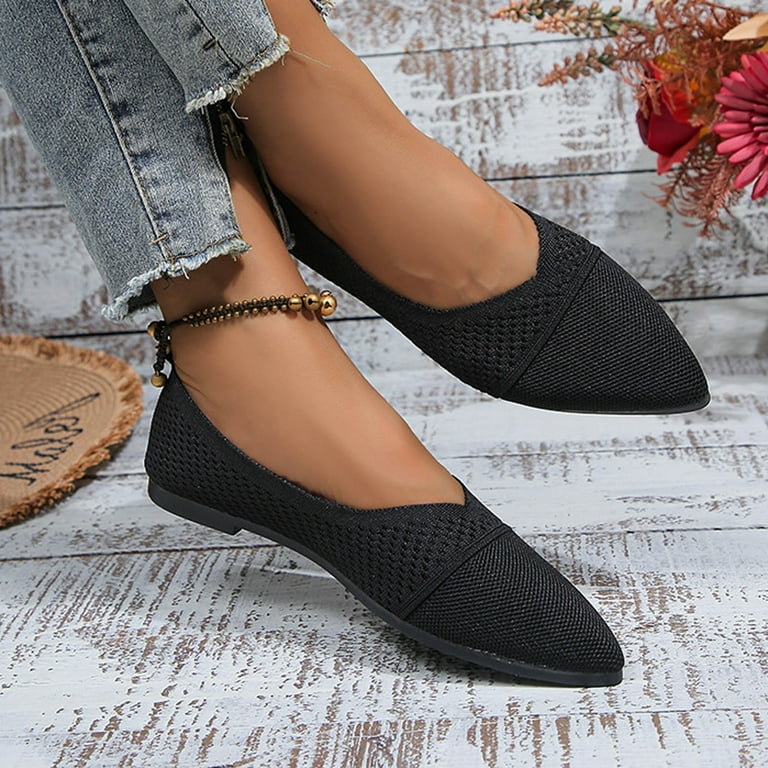 Ankle Strap Black Leather Ballet Flats With Arch Support Miluxas
