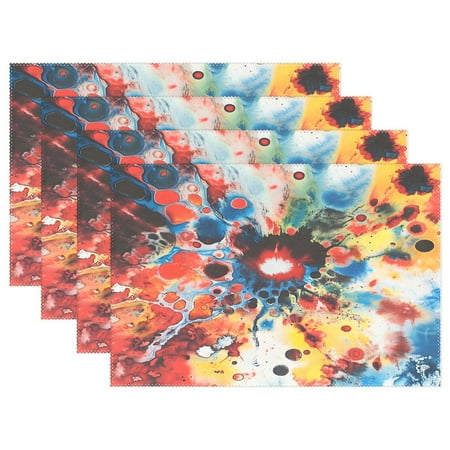 

Ryvnso Placemats Set of 4 Swirl Art Tie Dye Dining Mats Heat-Resistant Non-Slip Washable Table Mat