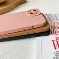 thumbnail image 3 of Compatible with iPhone 13 6.1 inch Case,Cute Love Heart Pattern Liquid Silicone Soft Case for Girls Women Side Plated Heart Phone Case,Brown, 3 of 5