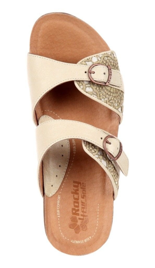 4EurSole Casual Sandals Womens Golden Day Low Wedge Ivory RKH172 4EurSole Casual Sandals Womens Golden Day Low Wedge Ivory RKH172