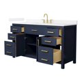 thumbnail image 2 of Beckett 60" Dark Blue Single Vanity & White Quartz Top (3-Hole) & Gold Trim, 2 of 5