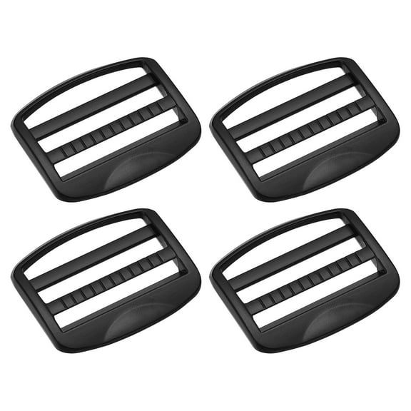 Metal Ladder Buckle Slider Tri-Glider Metal Adjustable Buckles, 4 Pack 38mm Inner Width, Black