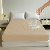 Gmogad Waterproof Mattress Protector, Queen Size Non-Slip Fitted Sheet, Soft Breathable Bed Cover for Sleeping Naked, Pet-Proof Stretchable Fabric for Kids Adults