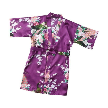 

Little Girls Bathrobe Clearance Sale Toddler Baby Kids Girls Flower Print Silk Satin Kimono Robes Bathrobe Sleepwear Clothes Coat 3-4 Years