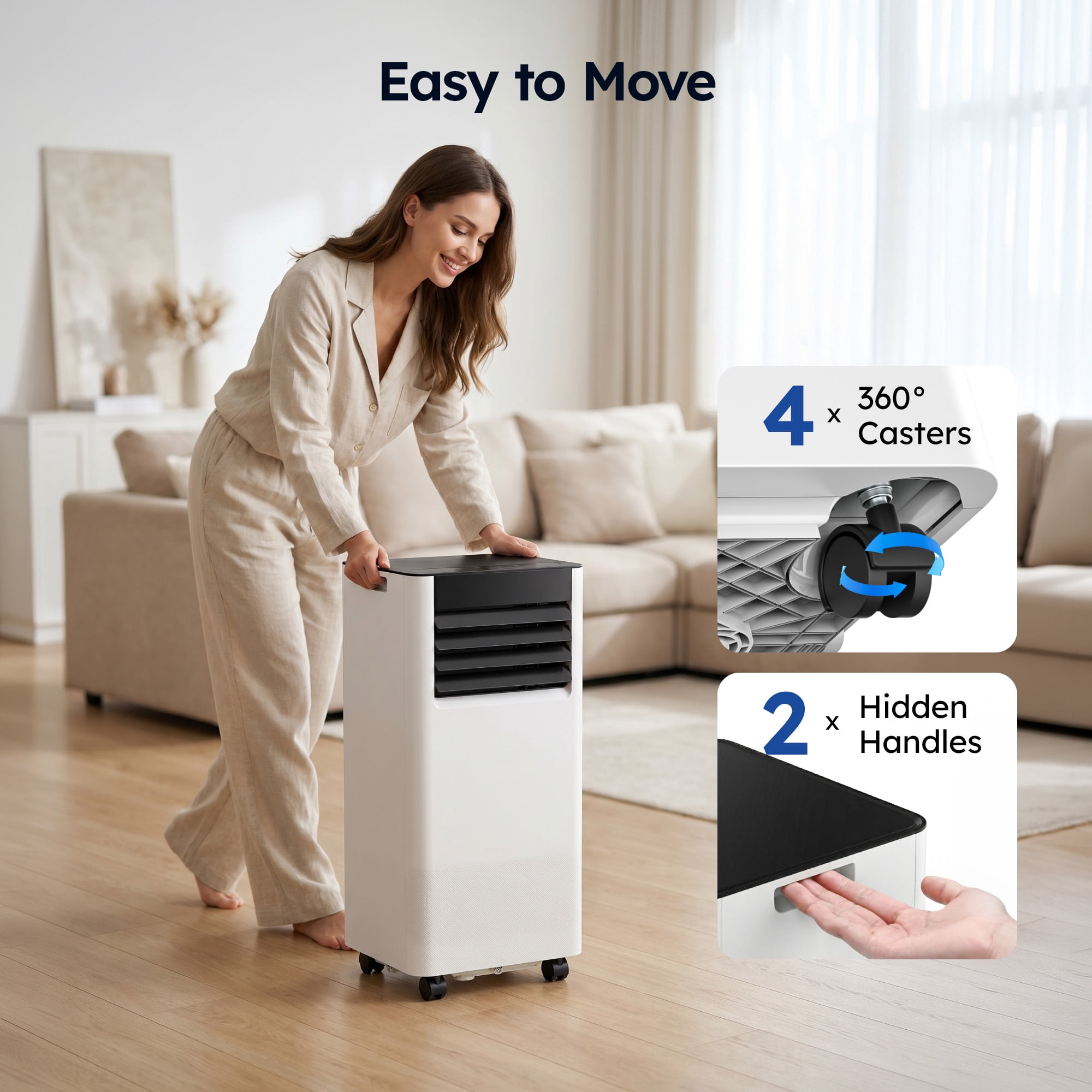 SIMZLIFE 10000 BTU Portable Air Conditioner with WIFI and Remote Control,Small AC Unit with Dehumidifier and Fan for Rooms up to 550 Sq. Ft., White