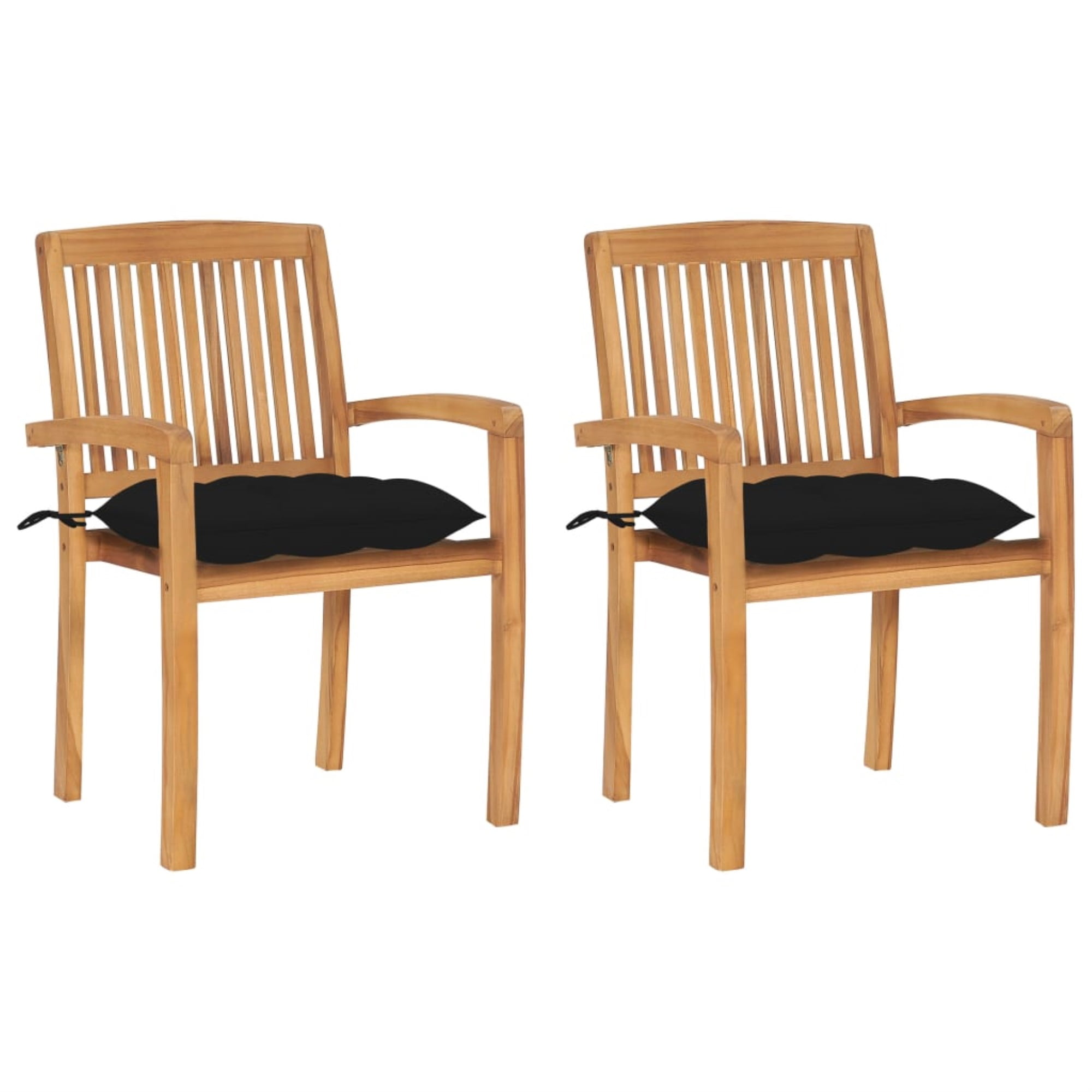 vidaXL 2x Solid Teak Wood Garden Chairs with Cushions Outdoor Multi