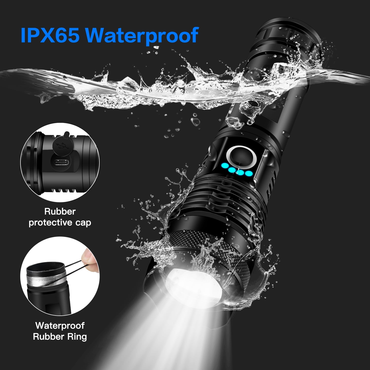 Zacro Rechargeable LED Flashlight, Powerful Super Bright Flashlight for Emergencies, Home, Camping