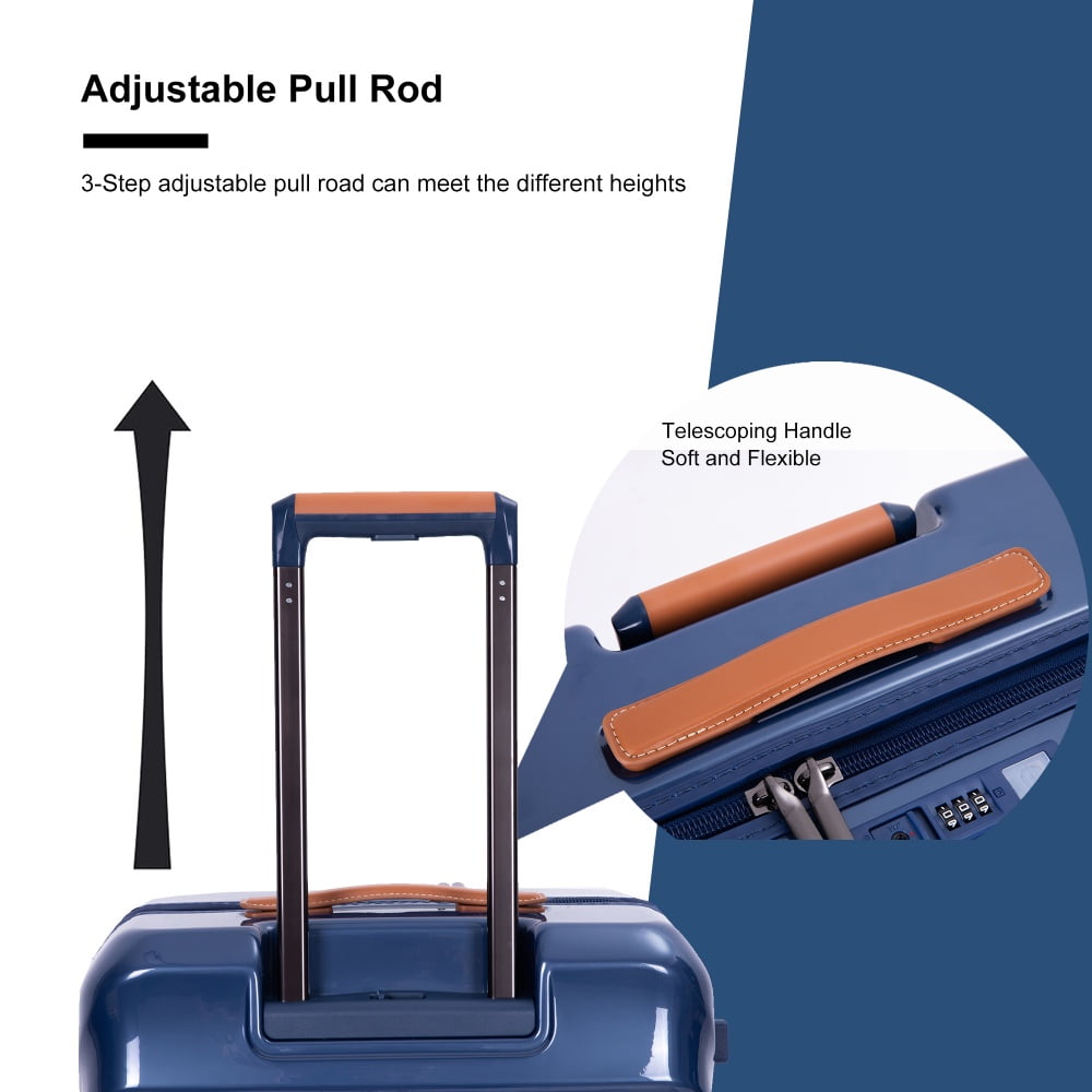 Yougu 24" Carry on Luggage Lightweight Suitcase TSA Lock USB,Blue