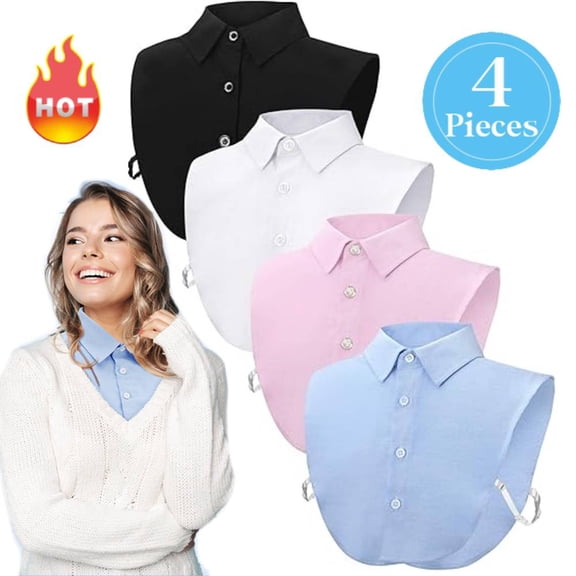 4 Pcs Fake Collar Detachable Dickey Collar Faux False Collars Blouse Half Shirt Collars Tops for Women Daily Halloween