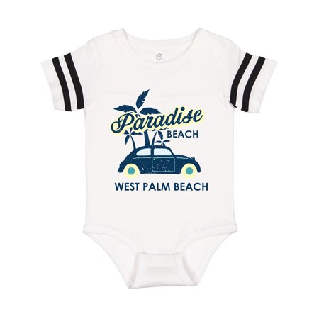 

Inktastic Paradise Beach in West Palm Beach with Palm Trees and Car Gift Baby Boy or Baby Girl Bodysuit