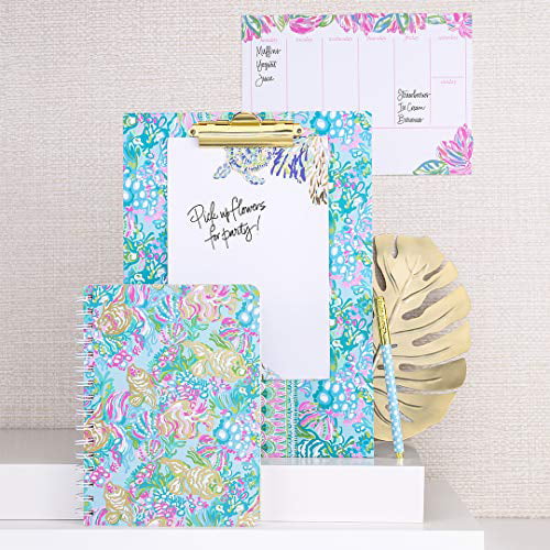 Coming in Hot Lilly Pulitzer Colorful Clipboard Folio with 60 Page Lined Notepad and Interior Storage Pocket 