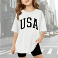 thumbnail image 2 of FAOWME Child Girls Letter Printed T-Shirts Short Sleeve Kids Oversized Tops Casual Crewneck Basic Tees White 13-14 Years, 2 of 6