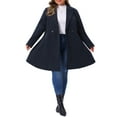 thumbnail image 3 of Agnes Orinda Women's Plus Size Coat A Line Notched Lapel Double Breasted Long Peacoat with Pockets 4X Dark Blue, 3 of 7