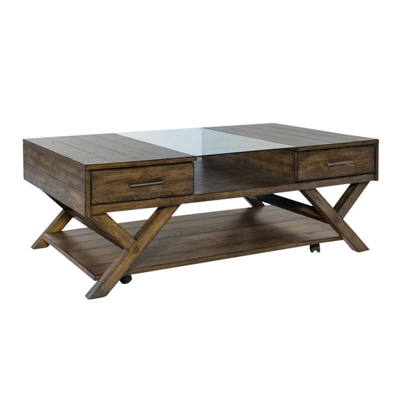 Liberty Furniture Industies, INC Lennox Display Cocktail Table in Weathered Chestnut