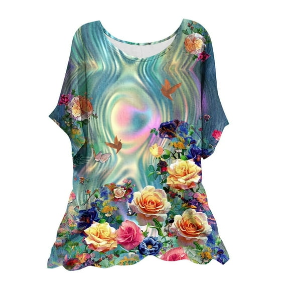 Womens Summer Tops Casual Stylish T Shirts Loose Fit Fitted Basic Tees 3/4