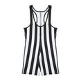 thumbnail image 3 of YONGHS Men Striped Wrestling Singlet Bodysuit Weight Lifting Stretchy Workout Sportwear Jumpsuit Black S, 3 of 7