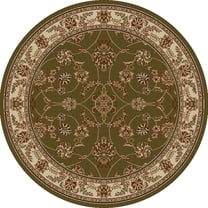 Radici Usa Como Area Rug 1596 Green Vines Leaves 5' 3" x 5' 3" Round