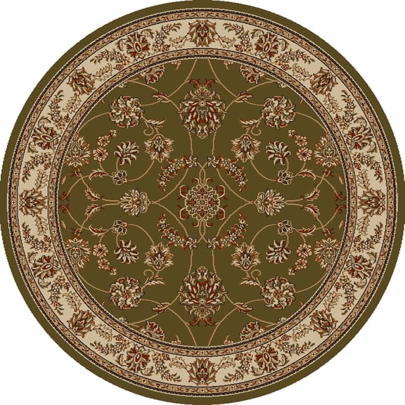 Radici Usa Como Area Rug 1596 Green Vines Leaves 5' 3" x 5' 3" Round