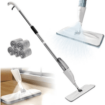 Spray Mops for Floor Cleaning, Dust Mop with Refillable Bottle and 5 Washable Pads, Hardwood Floor Mop Wet Dry, White
