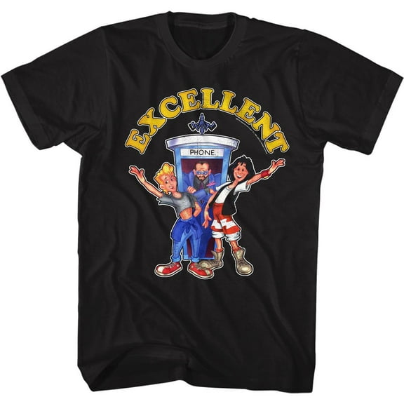 Bill and Ted Cartooncellent Black Adult T-Shirt