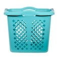 Home Logic 2 Bushel Plastic Lamper Laundry Basket with Silver Handles, Teal Splash, 2 Pack