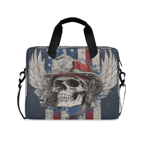16inch Laptop Briefcase, Business Laptop Bag with Detachable Strap & Padded Compartment, Water-Resistant Polyester,Skull