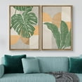 thumbnail image 2 of IDEA4WALL Framed Canvas Print Wall Art Set Mid-Century Jungle Monstera Palm Landscape Digital Art Decorative Bohemian Colorful Chic Artwork for Living Room, Bedroom, Office - 16"x24"x2 Natural, 2 of 5