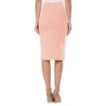 thumbnail image 3 of Women's Casual Elastic Band High Waist Stretch Office Work Solid Midi Skirt Peach M, 3 of 6
