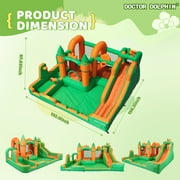 Doctor Dolphin Water Slide Inflatable Bounce House Kid Toddler Bouncer with Blower Large Water Park Waterslide for Wet and Dry