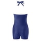 thumbnail image 4 of Traje de baño de una pieza Prolriy para mujer, nuevo traje de baño de 2024, multicolor, con tirantes, sin espalda, liso, conservador, grande, con estampado de plantas tropicales, azul, talla M, 4 of 5