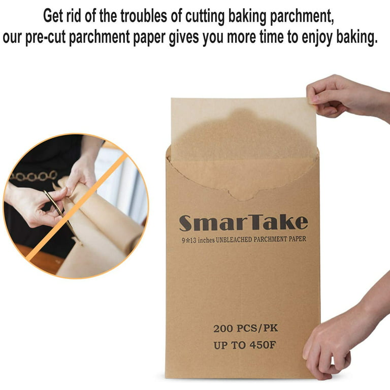 Semfri 100 Pcs Heavy Duty Unbleached Parchment Paper 9x13 inches Non-Stick  Precut Baking Parchment Paper Sheets for Baking Cookies Cooking Frying Air