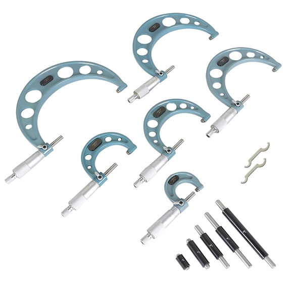 EPOTOOR Type C 0-6 Inch Outside Micrometer 0.0001 Inch Accuracy for Precise Measurement Work with Carbide Tip with Case 6 Pieces