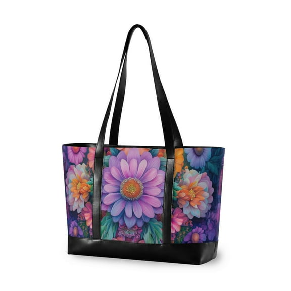 FORMRS Laptop Tote Bag for Women with 15.6" Computer Compartments Handbag, Light Purple Flowers