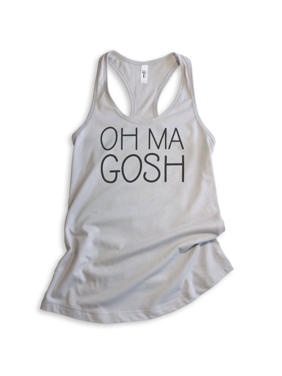 Oh Ma Gosh Tank Top, Ladies Racerback Tank Top, Funny Saying Tank, Clever Saying Tank, Silver Gray, Small