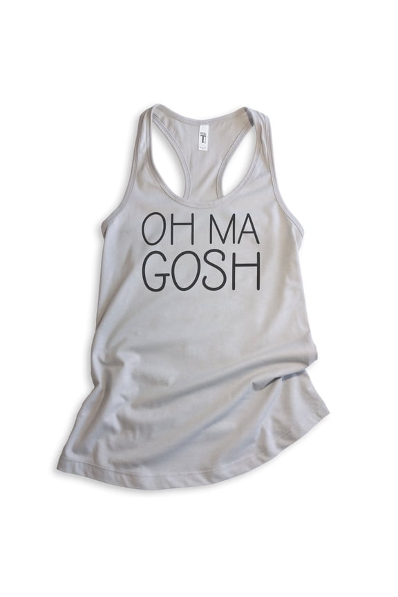 Oh Ma Gosh Tank Top, Ladies Racerback Tank Top, Funny Saying Tank, Clever Saying Tank, Silver Gray, Large