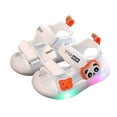 thumbnail image 2 of YMNXA Newborn Kids Boys Girls Summer Sandals Soft Sole Non Slip Open Toe Light Up Comfortable Lightweight Walking Shoes For Outdoor Activities,White,16, 2 of 4