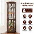thumbnail image 5 of Lighted Corner Curio Cabinet,Corner Display Cabinet Corner Storage Cabinet with Tempered Glass Doors Mirrored Back Panel Adjustable Shelves,15.31" L X 15.31" W X 69.84" H(Dark Cherry), 5 of 7