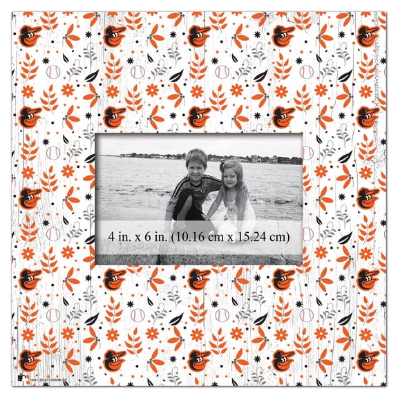 Baltimore Orioles 10'' x 10'' Floral Pattern Frame