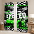 thumbnail image 2 of Castle Fairy Fresh Green Sports Car Blackout Curtains Set of 2 (52x84 Each) for Boys, Bright Speedometer Pattern Window Curtains for Modern Room, Green Black White, 2 of 6