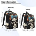 thumbnail image 3 of Lsque Bow Flower Skull Pattern Canvas Daypack, Durable Backpack, High-quality Versatile Backpack,Vintage Compact Backpack-Small, 3 of 6