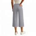 thumbnail image 2 of TaTaai Women's 3/4 Length Pants for Women Solid Color Elastic Waist Yoga Capris with Pockets for Daily All Season Gift, 2 of 6