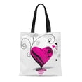 thumbnail image 1 of NUDECOR Canvas Tote Bag Abstract Pink Heart Splashes and Pattern Announcement Beauty Checkerboard Reusable Shoulder Grocery Shopping Bags Handbag, 1 of 1