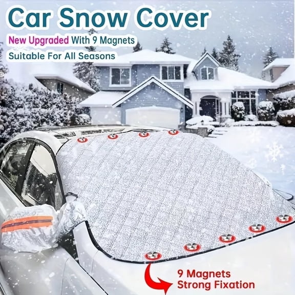 1pc Car Snow And Sun Protection Cover, Thickened Car Snow Cover, 9 Magnets Firmly Fixed, Protect The Car Windshield, Avoid Ice And Snow, Sunlight, Universal for All Kinds of Models, Universal for All