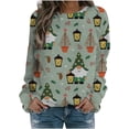 thumbnail image 1 of GHSDFBB Chandails de Noël pour Femmes Mode Loisirs Imprimé Graphique Manches Longues Hauts Mignons Chandail en Molleton Col Rond Cadeau de Noël, 1 of 5