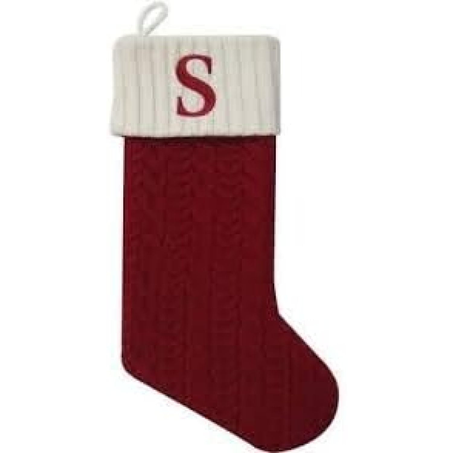 HetayC Monogrammed Knit Christmas Stocking, Letter S, 21" H 8" W