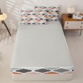 thumbnail image 4 of Castle Fairy Abstract Geometric Quatrefoil Zipper Queen Comforter Set with Fitted Sheet and 2 Pillowcases,Mid Century Grid Motif Zipper Bedding Set,Terracotta Gray Mint,Reversible, 4 of 7
