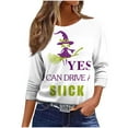 thumbnail image 4 of FDGIU 2025 Women's Plus Size Tunic Tops - Funny Halloween Novelty Shirts, 3/4 Length Sleeve Crew Neck Blouse, Loose Fit Casual Fall Winter Tops, 4 of 5
