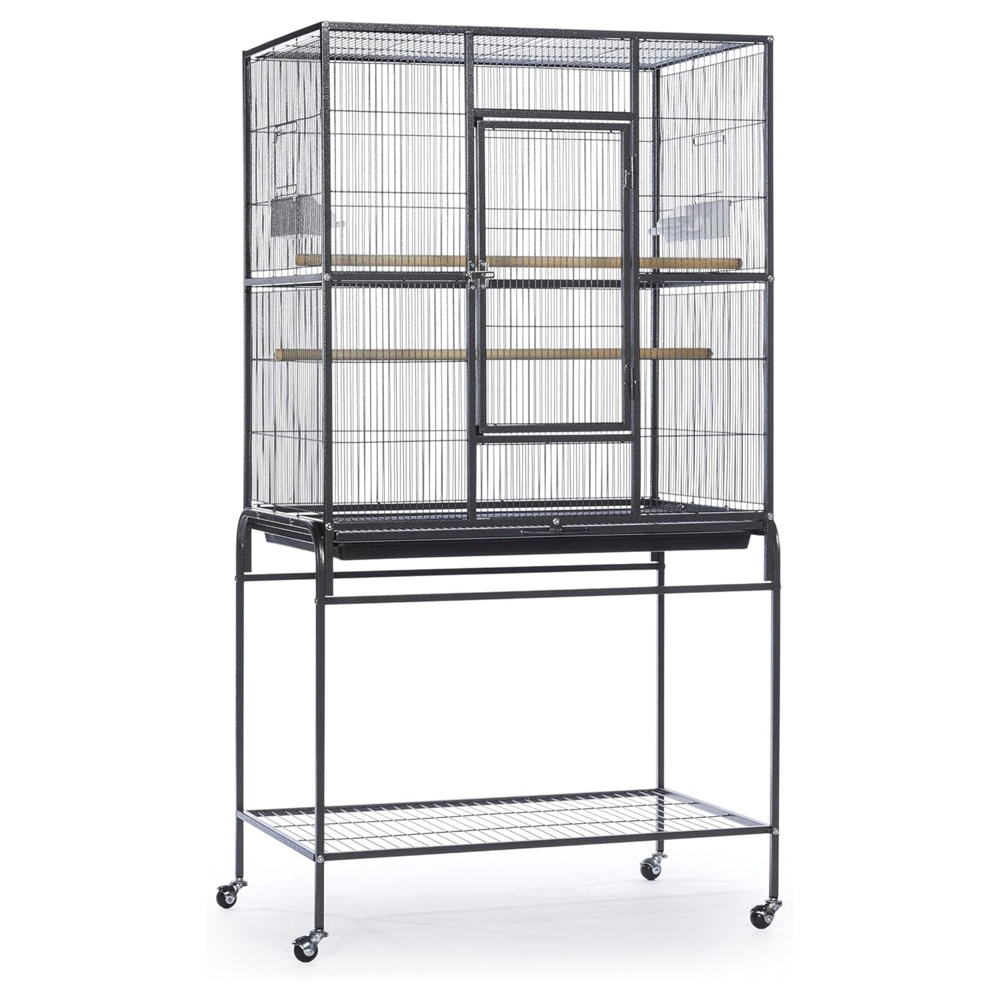 JTAOT Wrought Iron Flight Cage with Stand, Black Hammertone