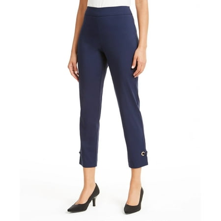 JM Collection Women's Grommet Hem Ankle Pants Blue Size Medium