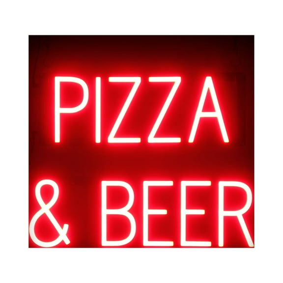 SpellBrite PIZZA & BEER LED Sign for Business. 21.9" x 15.0" Red PIZZA & BEER Sign Has Neon Sign Look With Energy Efficient LED Light Source. Visible from 500  Feet, 8 Animation Settings.
